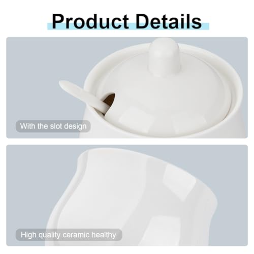 7 OZ Ceramic Sugar Bowl with Lid and Spoon