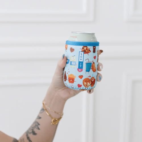 CanSok Sleeve for Beer & Soda Insulated Neoprene Cover (Bestie Bites / 12oz Slim Can Sleeve)