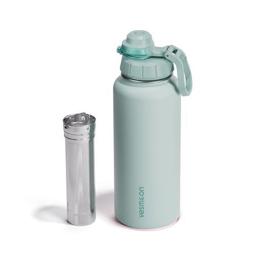 Vessence 32 Oz Stainless Steel Tea Infuser Bottle for Loose Leaf Tea (Bali Blue / 32 Oz)