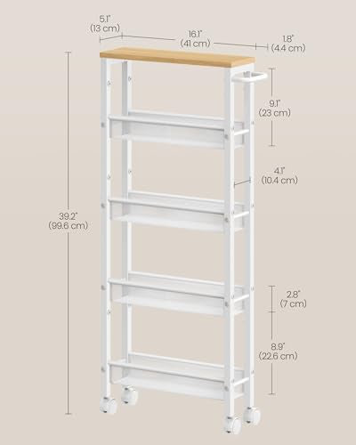 5 Tier Slim Rolling Storage cart with Wheels