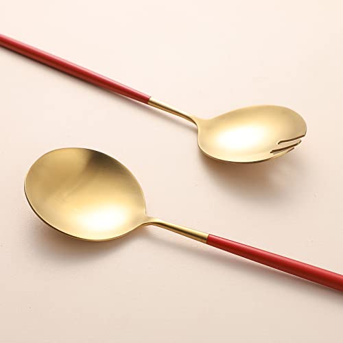 Salad Servers (Red/Gold)