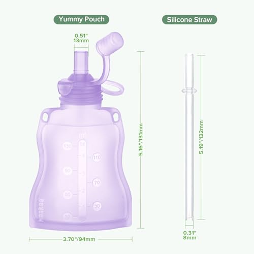Refillable Silicone Baby Food Pouch (Lavender / 4-Pack)