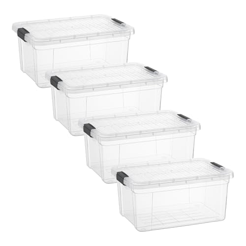 11 Quart Clear Plastic Storage Boxes with Lids (11 Quart)