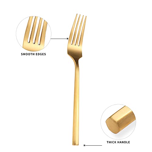 Matte Silverware Set Gold Flatware Set with Hexagon Handle 20 Pieces 18 (Matt gold)