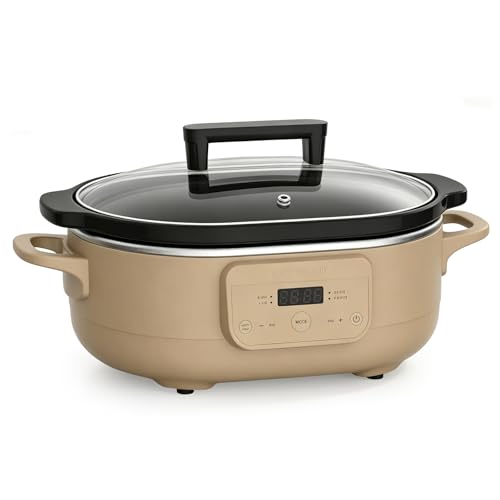 6 Quart Programmable Slow Cooker Removable Healthy Nonstick Pot (Brown)