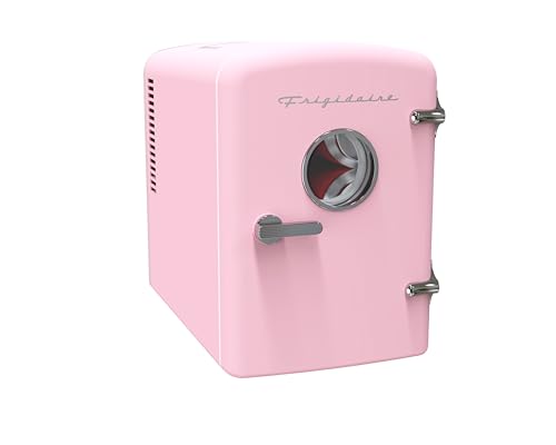 Retro 9 Can Mini Personal Fridge Portable Cooler for Car (Pink)