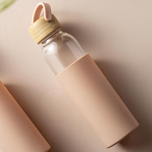 21oz Borosilicate Glass Water Bottle with Non (2pcs Pink)