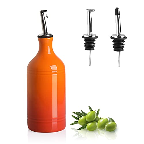 Sweejar Ceramic Olive Oil Dispenser Bottle (15.5 oz, Set of 1 / Gradient Orange)