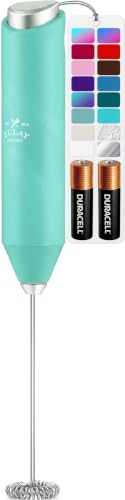 Powerful Milk Frother AA Batteries Included (Radiant Aqua / Compact Frother + Batteries)