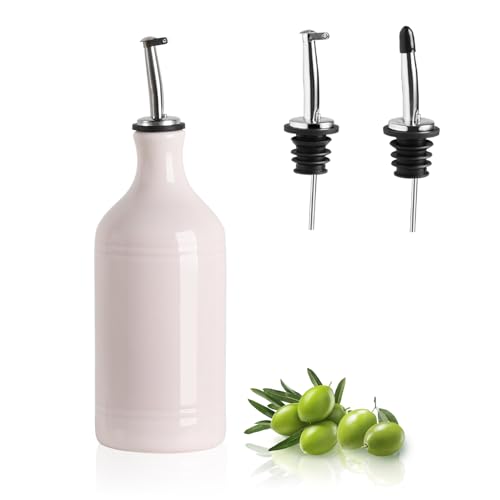 Sweejar Ceramic Olive Oil Dispenser Bottle (15.5 oz, Set of 1 / Rose Quartz)