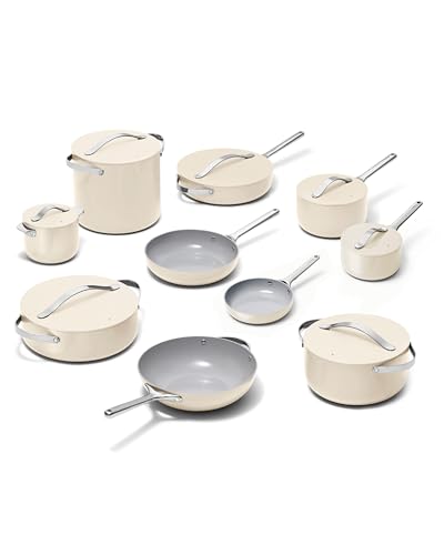 24-Piece Non-Stick Ceramic Cookware Set (Cream / 24pc Set)