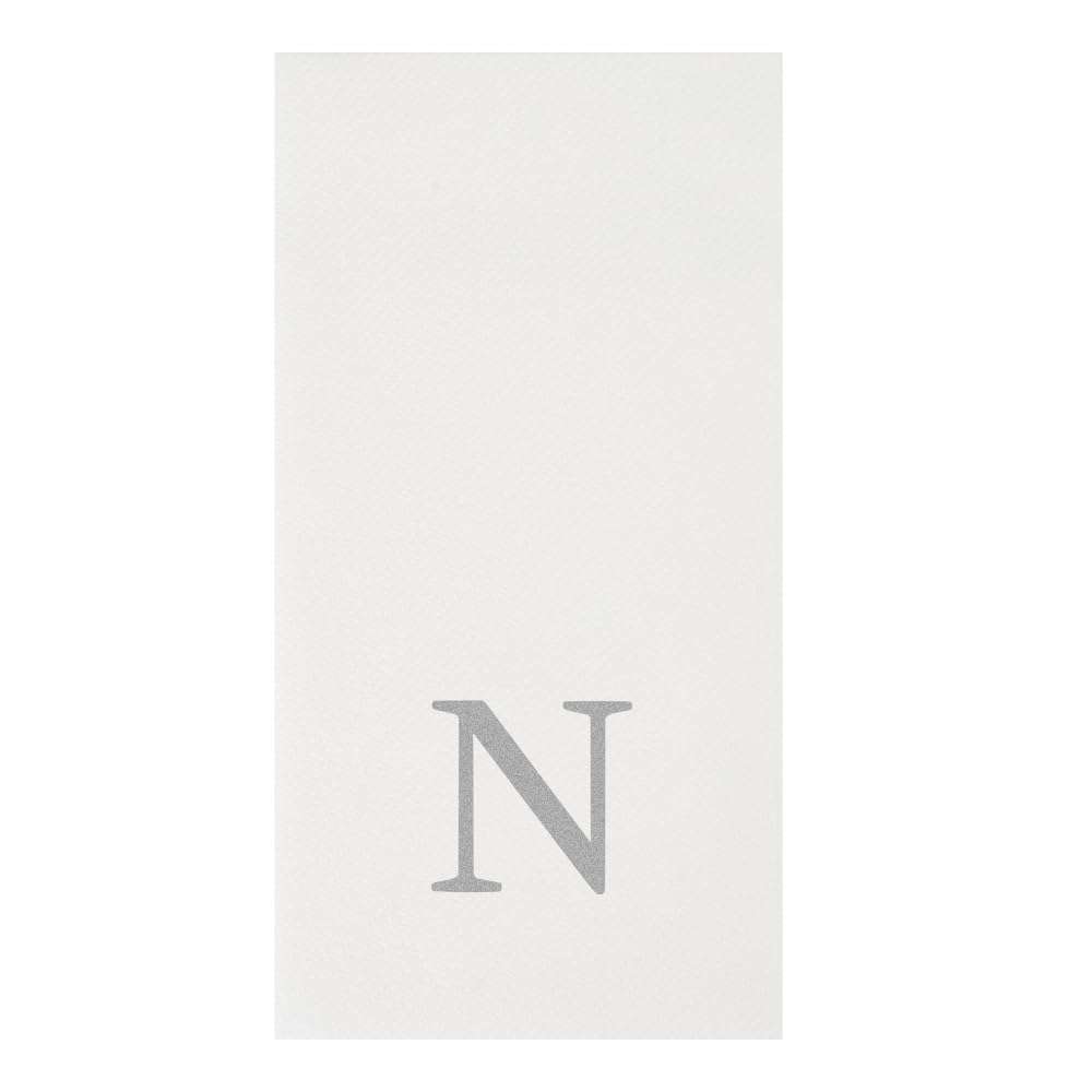 Silver N White Linen Feel Guest Towel Napkin (Silver / 2000 Count / N)