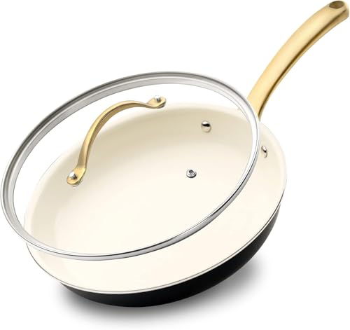 Medium Nonstick Ceramic Frying Pan with Lid (10" Frying Pan)