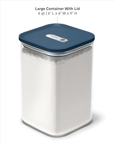 4 qt Glass Airtight Food Storage Container with Lid (Navy / 4qt Container)