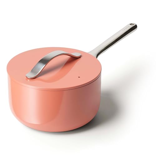 Non Stick 3 qt Ceramic Sauce Pan with Lid (Perracotta / 3 Quarts)