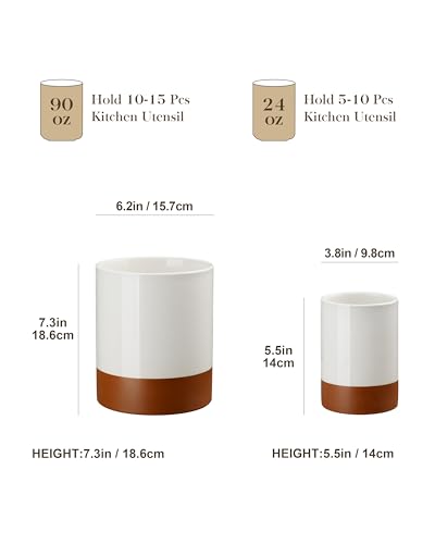 Utensil Holder (Khaki White / 7.3"+5.5" (Set of 2))