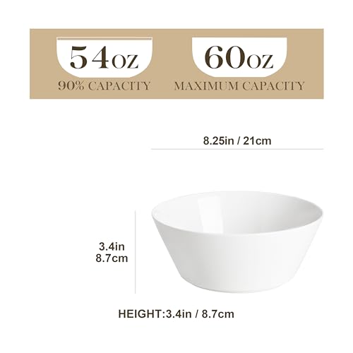 60 OZ Large Salad Soup Bowls Set of 4 (4 Count)