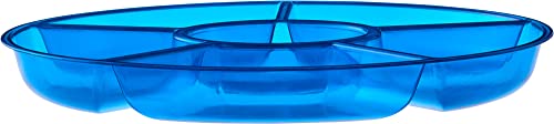 6 Sectional Round Plastic Serving Tray (Blue)