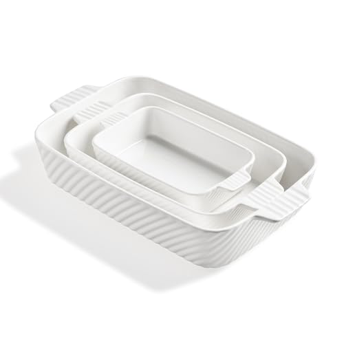 Sweejar Ceramic Baking Dish Set (White / Set of 3)