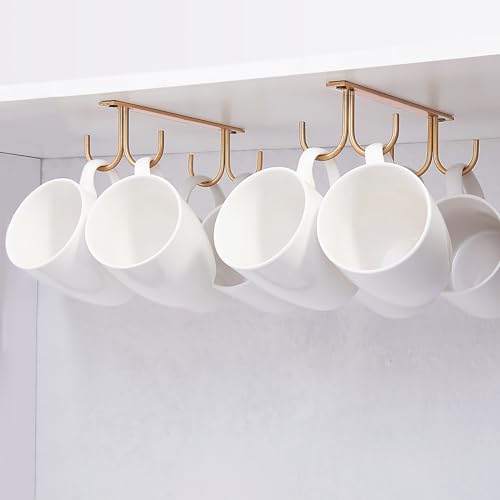 Mug Rack Under Cabinet (Gold / 2 Pack)