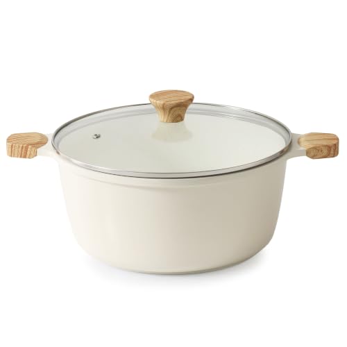 Ceramic Nonstick Stock Pot with Lid (7 Quart / Antique White)