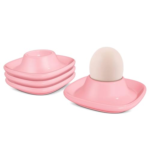 Soft Boiled Egg Cups (4 Pack / Square Style, Pink)