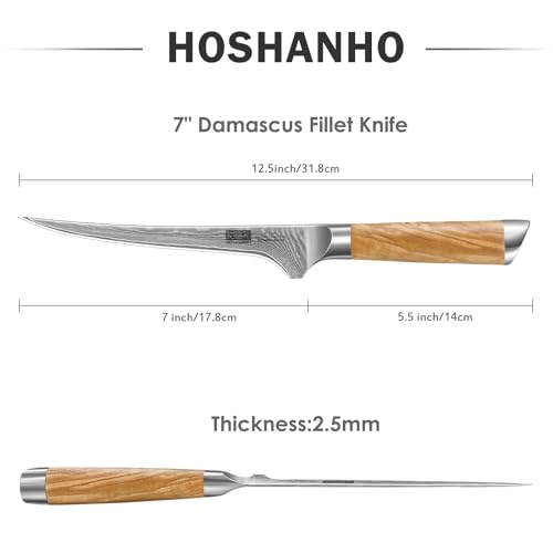 Damascus Fillet Knife 7" (7 Inch Fillet Knife)