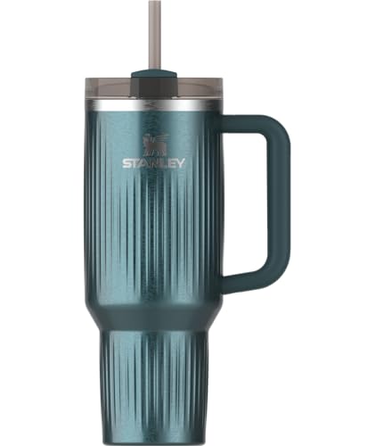 Quencher H2.0 Tumbler with Handle and Straw 40 oz (40 Ounces / Fluted Marina Shine)