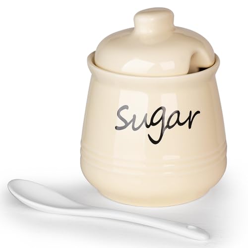 12oz Ceramic Sugar Bowl with Lid and Spoon