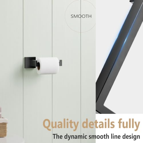Black Toilet Paper Holders Bathroom Toilet Paper Roll Holder SUS304 Stainless Steel Contemporary Wall Mounted (2 Count)