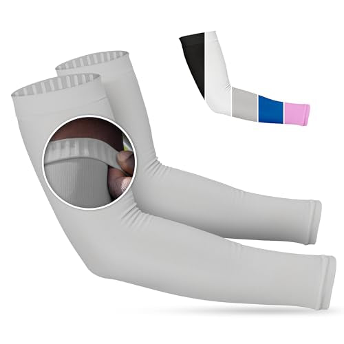 Non Slip Cooling Arm Sleeves for Men & Women (1 Pair: Gray / One Size)