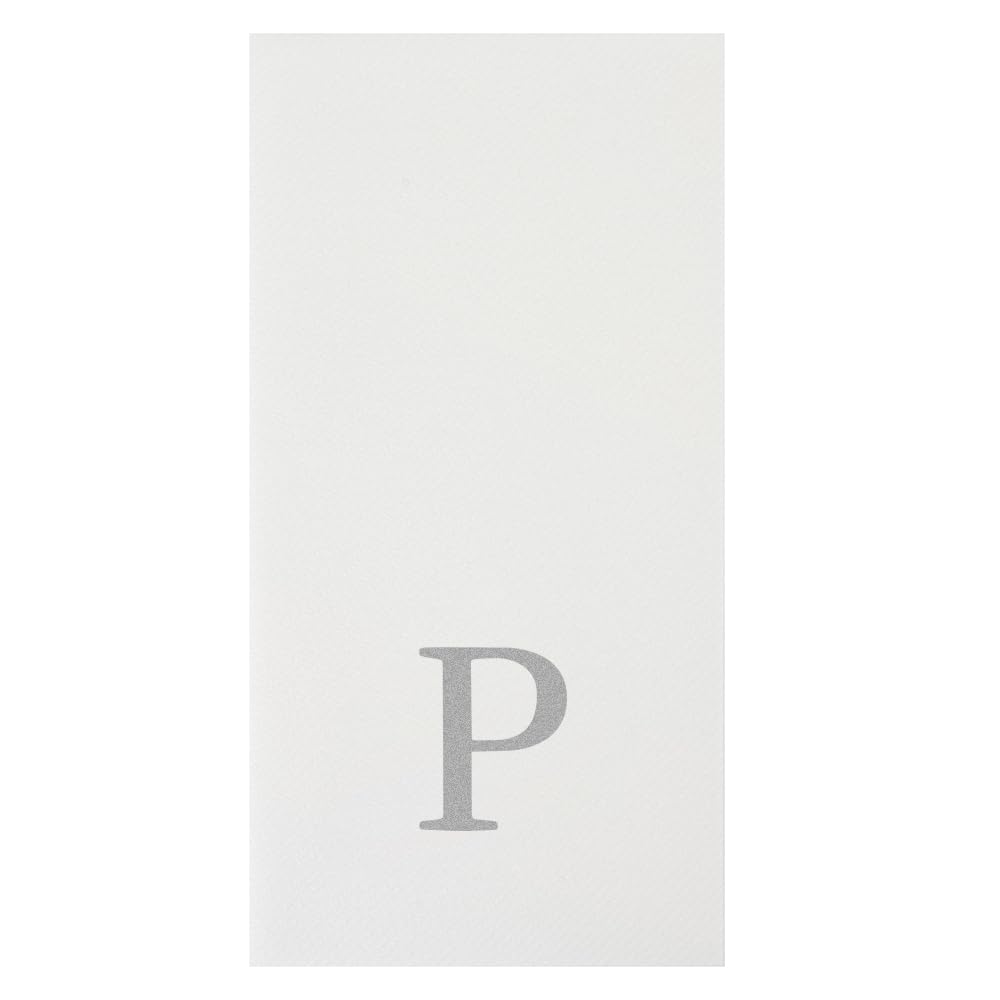 Silver P White Linen Feel Guest Towel Napkin (Silver / 2000 Count / P)