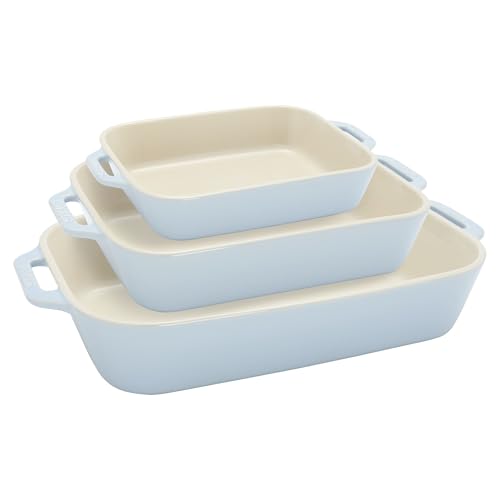 Ceramic 3 pc Rectangular Baking Dish Set (3-pc / Macaron Pastel Blue)