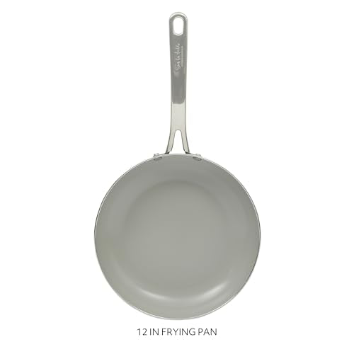 Kitchen Essentials Potluck Porch 12 Inch Deep Frying Pan Skillet Aluminum PFA Free Ceramic Cookware Chef's Pan (12" Frying Pan / Black)