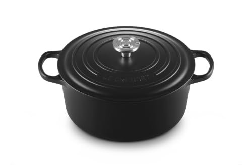 Enameled Cast Iron Round Dutch Oven (Licorice/Crucible Knob / 7.25 Qt)