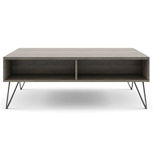 Lockhart 30" Wide Solid Mango Wood Drum Coffee Table in Natural (Lift Top Coffee Table / 48 inch / Grey)