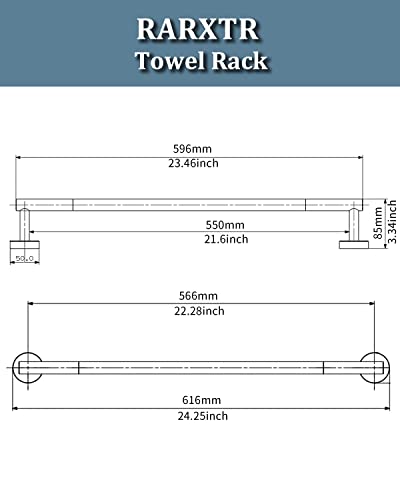 22 Inch Matte Black Towel Bar Towel Rack for Bathroom Kitchen Hand Towel Holder Dish Cloths Hanger SUS304 Stainless Steel RUSTPROOF Wall Mount Total Length 24 Inch (Matte Black / 22 inch(Center to Center))