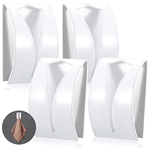 4 Pcs Self Adhesive Kitchen Towel Hook Holder (White)