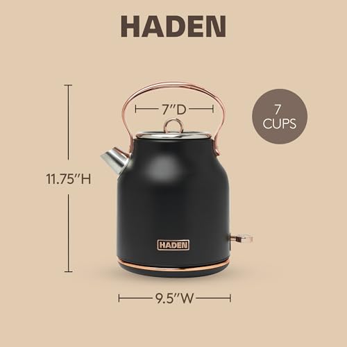 Heritage 1.7 Liter Stainless Steel Electric Kettle (Black & Copper)