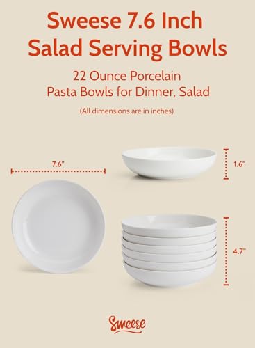 22oz Porcelain Pasta Bowls Set of 6 (6 Count)