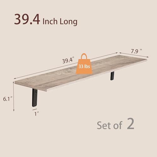 Long Wall Shelves (Greige / 39.4 Inch)