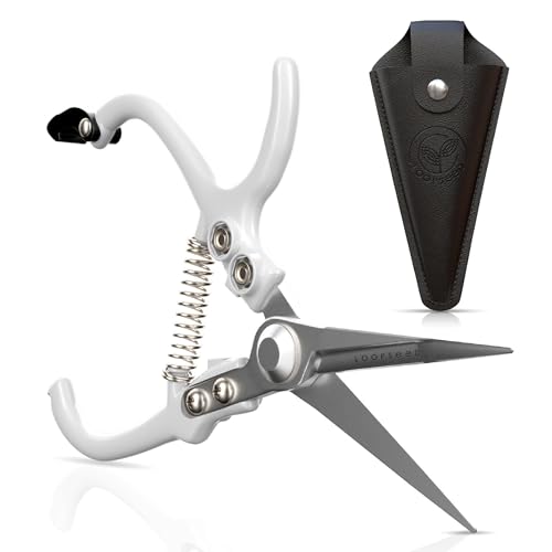 Precision Garden Shears with Vegan Leather Sheath (White & Black)