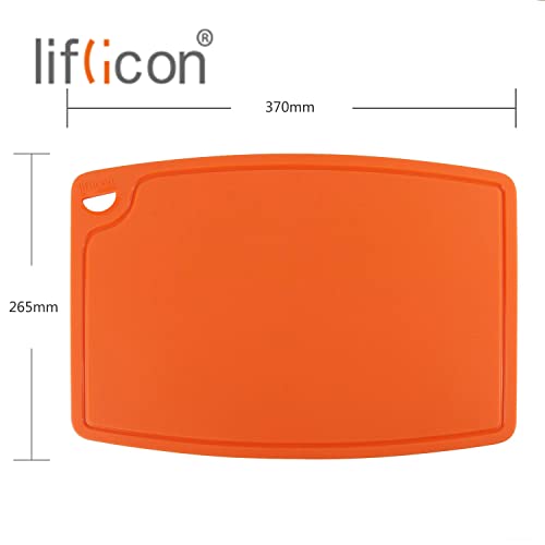 Extra Large Thick Silicone Cutting Boards for Kitchen 14.6'' x 10.43'' Flexible Cutting Chopping Boards (14.6"L x 10.4"W / Orange)