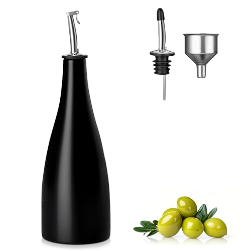 16 Oz Ceramic Olive Oil Dispenser Bottle (16 Ounces / Black)