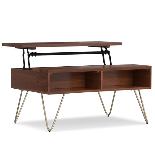 Hunter 36" Wide Solid Mango Wood Coffee Table in Brown (Lift Top Coffee Table / 36 inch / Umber Brown)