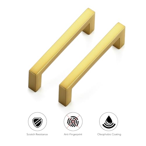 Gold Cabinet Handles Solid Cabinet Pulls (Gold / Flat Black 3'' Hole Center)