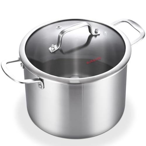Tri ply Stainless Steel 6 Quart Heavy Duty Induction Stock Pot (Silver / 6 Quarts)