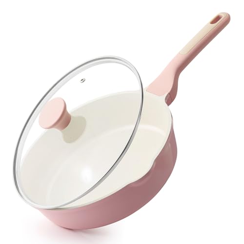 Nonstick Ceramic Skillet with Lid 10 (Sakura Pink / 10-inch/3.5QT)
