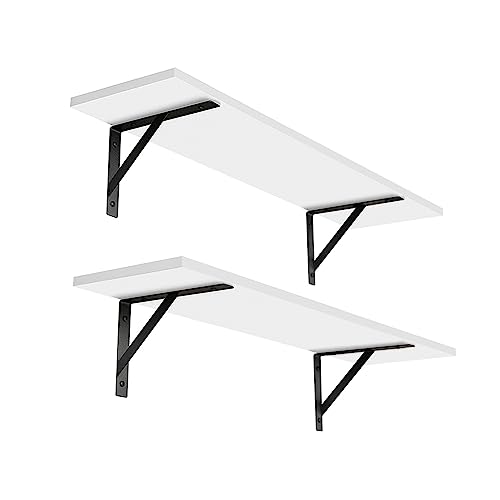 Wall Shelves 23.6" Long Floating Shelves with Metal Brackets (White / 23.6 Inch)
