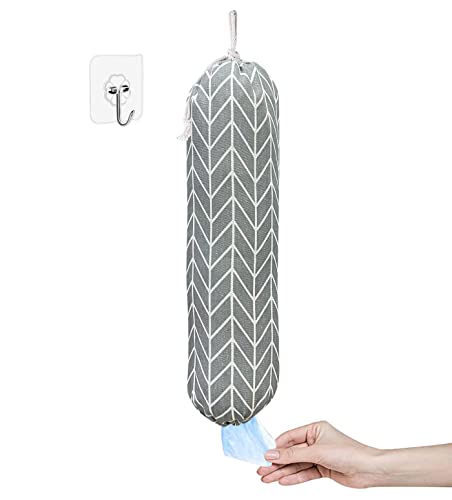 Wall Mount Plastic Grocery Bag Organizer (gray)